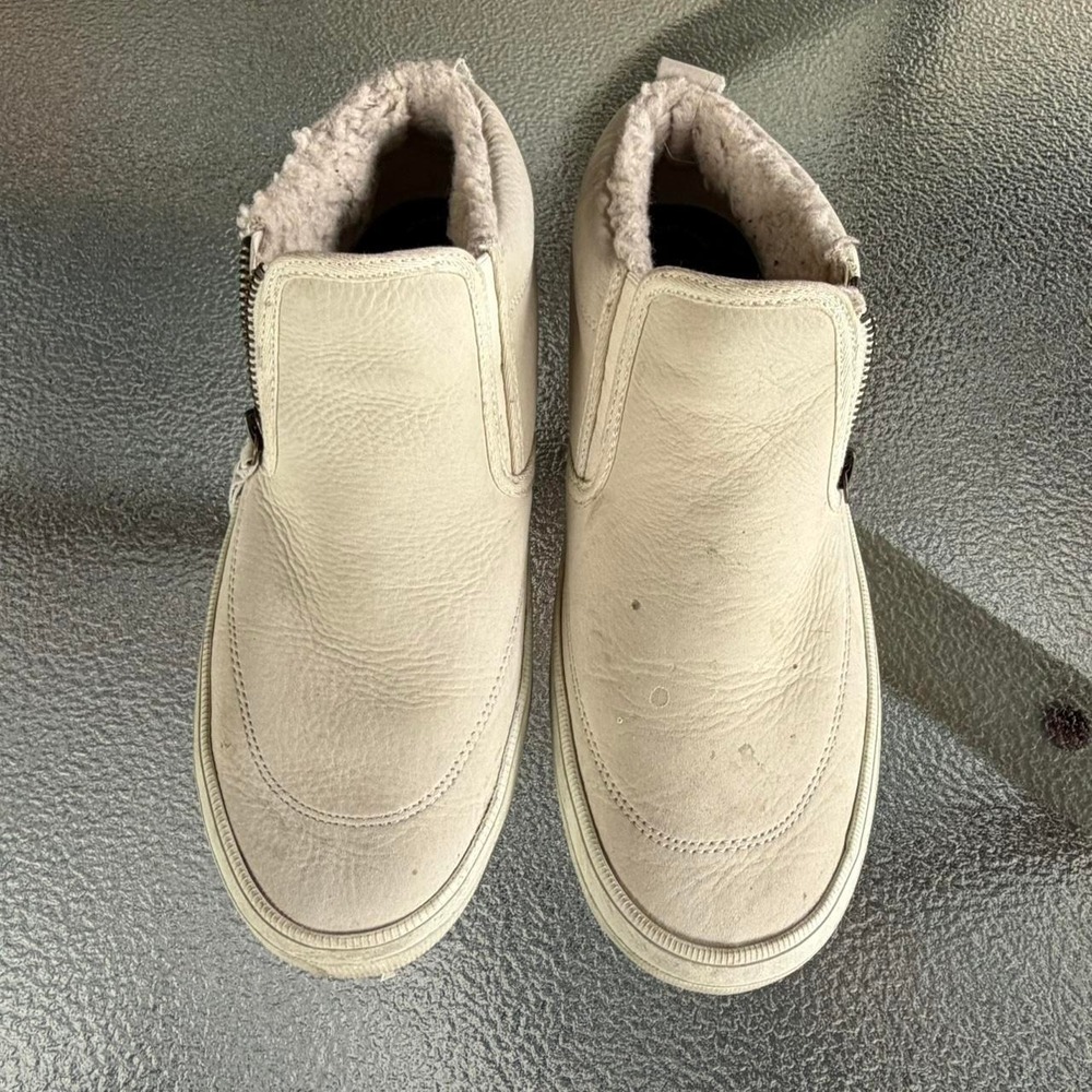 Coastal Grandma Cozy Sherpa Leather Ankle Boots Cream Winter Size 9 Sperry